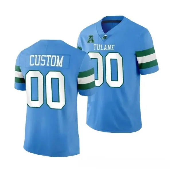 Custom Tulane Green Wave Jersey - Blue